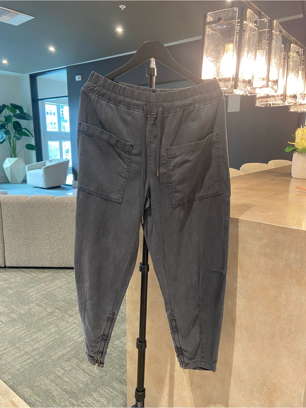 Zara Wide Leg Cargo Pants in Washed Charcoal